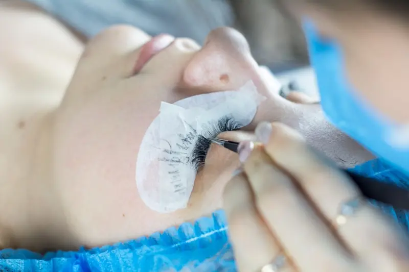 Eyelash extensions and brow lamination at Urban Glam salon Dubai